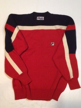 FILA Red, Black & Cream Crewneck Ski Sweater